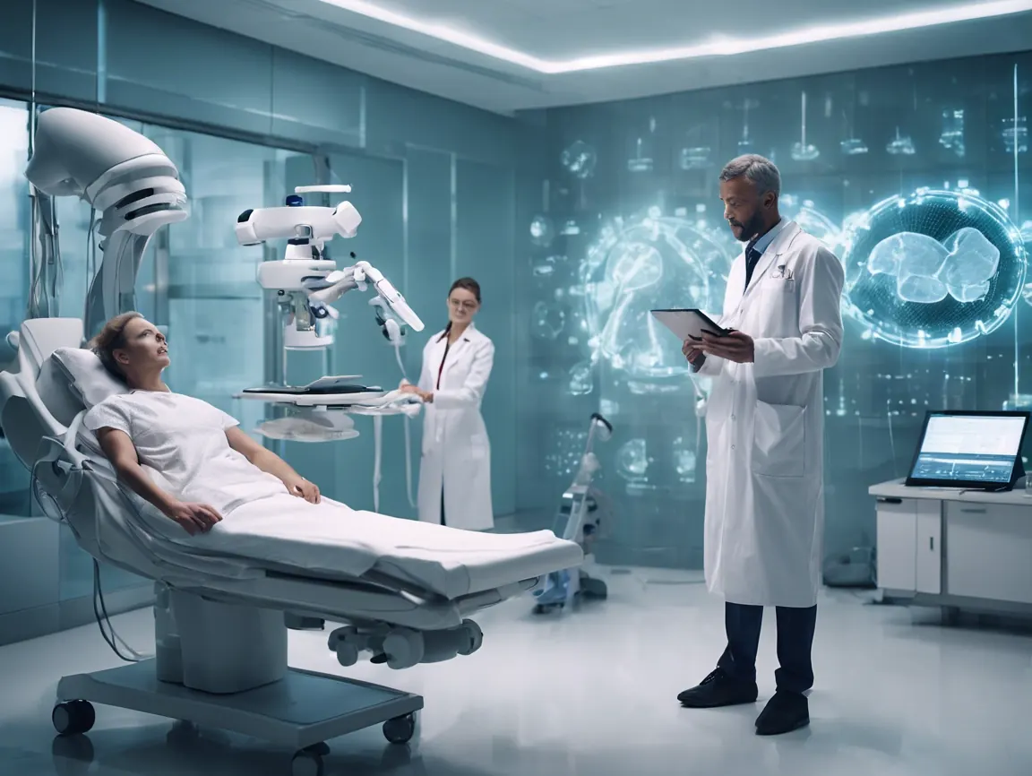 Sala de atendimento com equipe médica